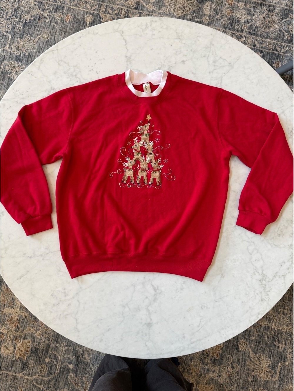 Decorated Originals Christmas Reindeer Rhinestone Sweatshirt Red Medium